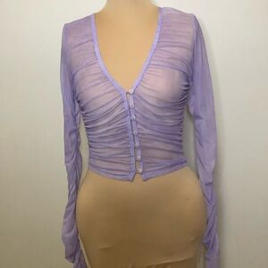 Zara Light Purple Sheer Ruched Blouse
